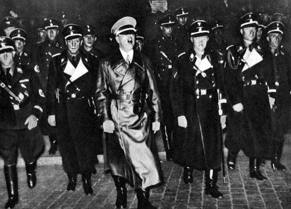 Adolf Hitler after visiting the SS Leibstandarte Regiment